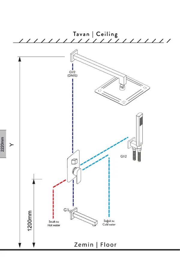 CREVO ankastre duş seti detay